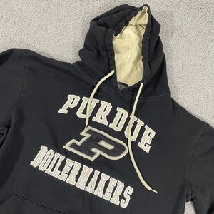 Purdue University Boilermakers Hoodie M Black Embroidered Y2K Pullover